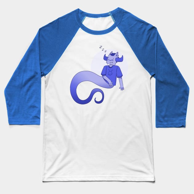 Sleepy Cat Baseball T-Shirt by piratesPencil